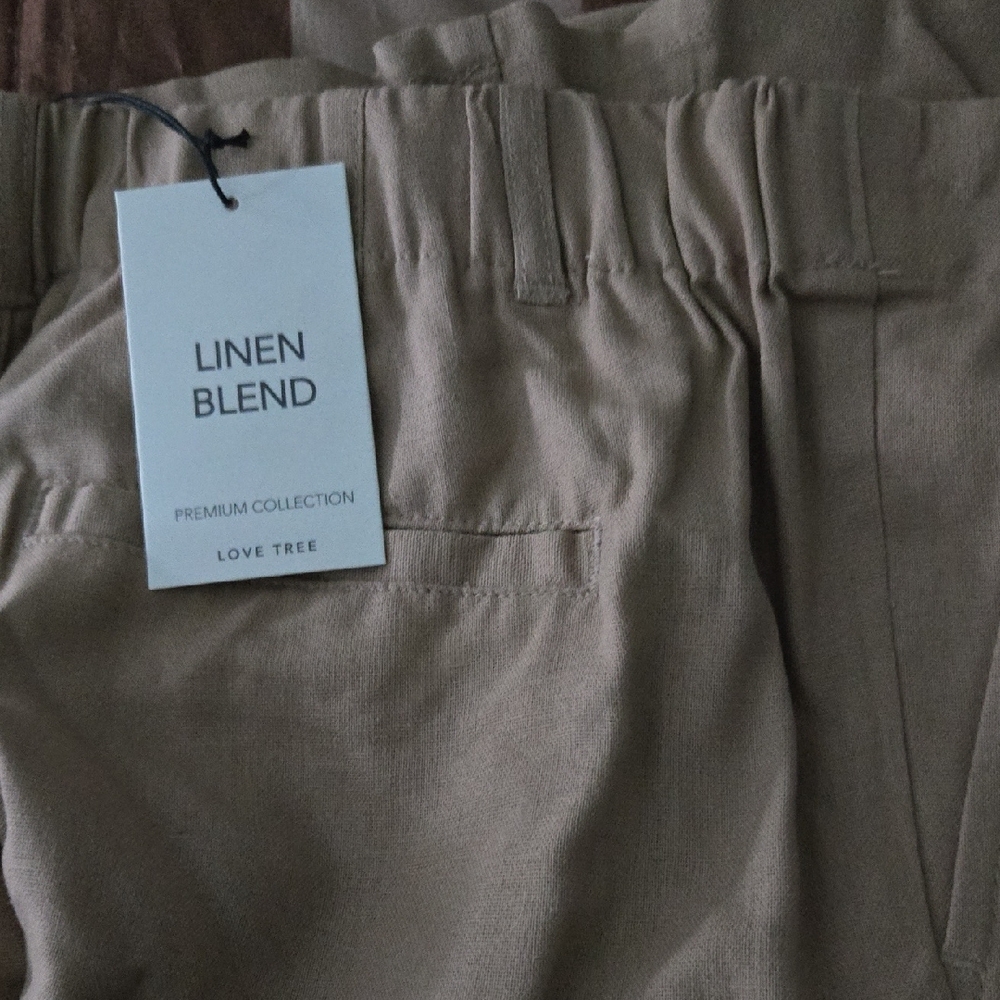 Women's Linen-Blend Casual Pants in Taupe